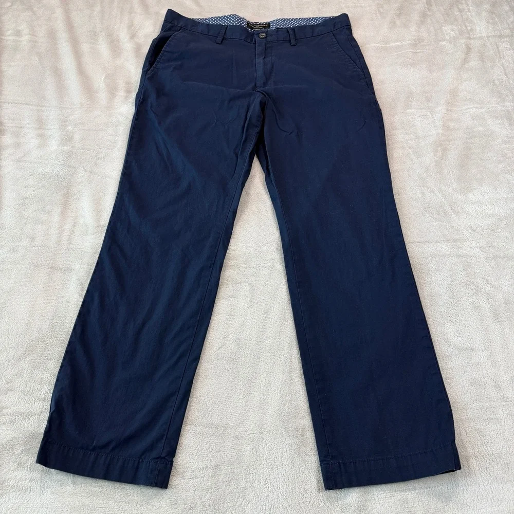 Banana Republic Aiden Chino Mens 33x30 Navy Blue Slim Fit Stretch Pants FOS-2